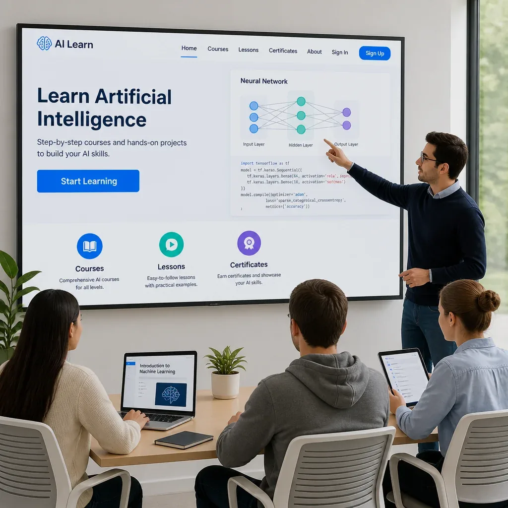 Students collaborating on an AI project at NexorRClass